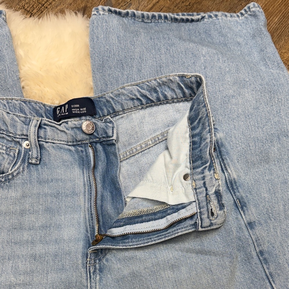 GAP Wide-Leg classic blue Women’s high rise straight leg Jeans size 26 - Picture 4 of 8